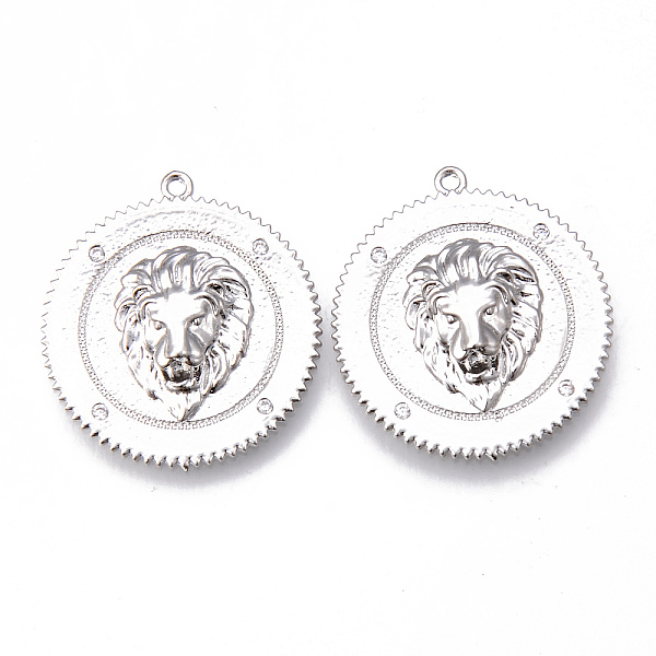 

PandaHall Brass Micro Pave Clear Cubic Zirconia Pendants, Nickel Free, Flat Round with Lion, Platinum, 25x23x3mm, Hole: 1.2mm Brass+Cubic...