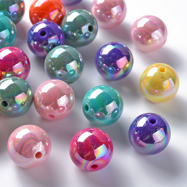 

PandaHall Opaque Acrylic Beads, AB Color Plated, Round, Mixed Color, 20x19mm, Hole: 2~3mm, about 111pcs/500g Acrylic Round Multicolor