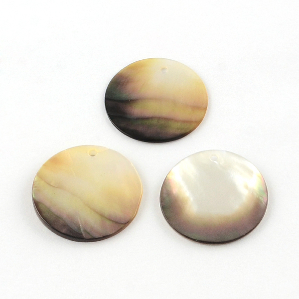 

PandaHall Flat Round Black Lip Shell Pendants, Black, 25x1.5~2mm, Hole: 1.5mm Black Lip Shell Flat Round Black