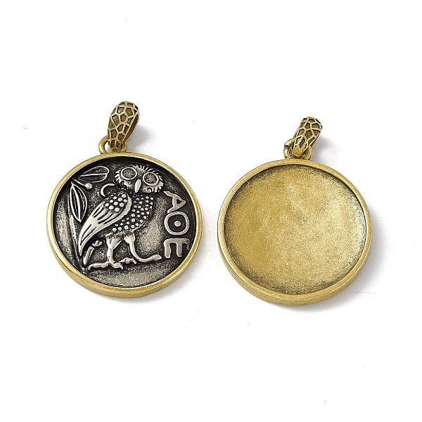 

PandaHall Rack Plating Brass Pendants, Cadmium Free & Lead Free & Nickle Free, Flat Round with Athenian Tetradrachm Charm, Antique Silver &...