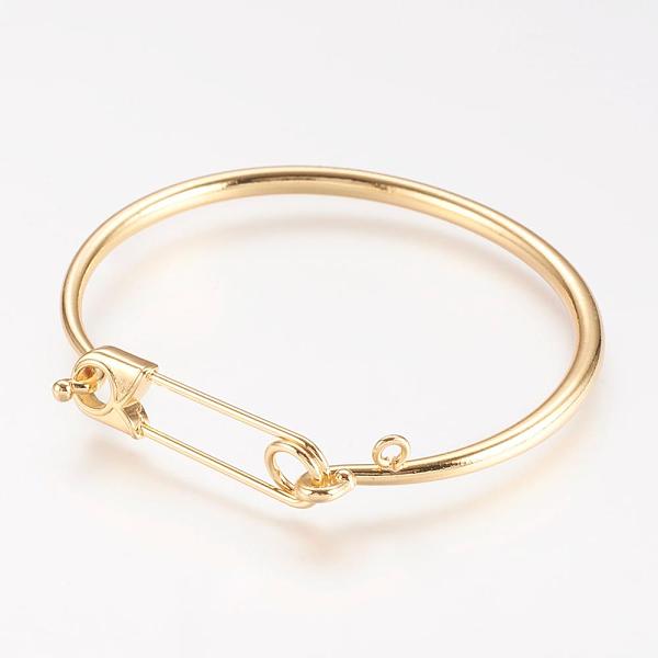 

PandaHall Brass Bangle, Real 18K Gold Plated, 2-1/4 inchx2-1/2 inch(51.5x59mm) Brass