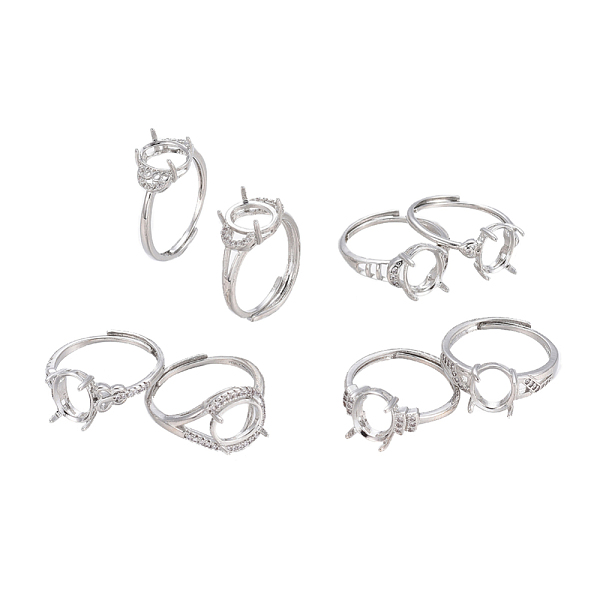 

PandaHall Adjustable Brass Finger Ring Components, 4 Claw Prong Ring Settings, with Cubic Zirconia, Long-Lasting Plated, Platinum, Size 7~8...