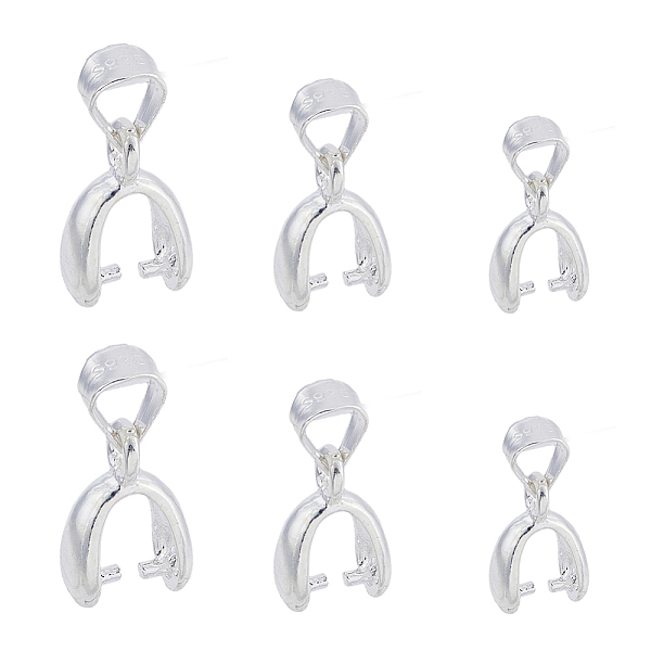 

PandaHall DICOSMETIC 6Pcs 3 Sizes 925 Sterling Silver Pendant Pinch Bail Silver Ice Pick Pinch Bails with 925 Stamp Pendants Clasp Small...