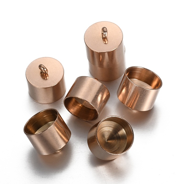 

PandaHall Ion Plating(IP) 304 Stainless Steel Cord Ends, Column, Rose Gold, 10x10mm, Hole: 1.8mm, Inner Diameter: 9mm 304 Stainless Steel