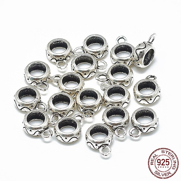 

PandaHall Thailand 925 Sterling Silver Tube Bails, Loop Bails, Donut, Antique Silver, 11x8x4mm, Hole: 1.8mm, 5mm Inner Diameter Sterling...