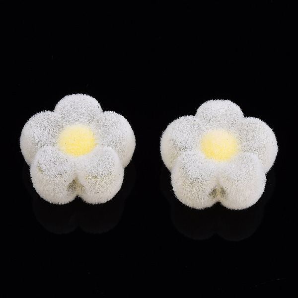 

PandaHall Flocky Acrylic Beads, Bead in Bead, Flower, Yellow, 12x13x6mm, Hole: 2.8mm Acrylic Flower Yellow