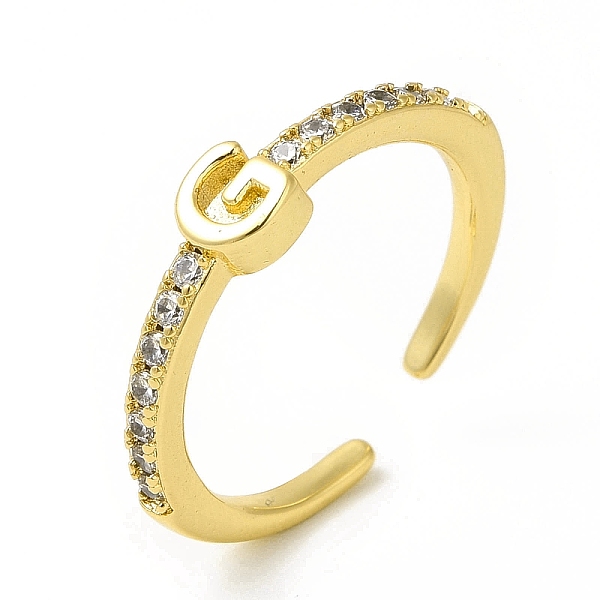 

PandaHall Clear Cubic Zirconia Initial Letter Open Cuff Ring, Real 18K Gold Plated Brass Jewelry for Women, Cadmium Free & Nickel Free &...