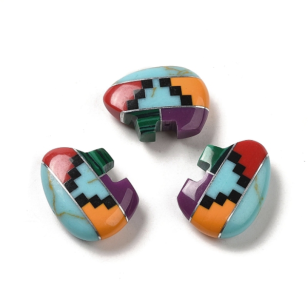 

PandaHall Assembled Synthetic Turquoise & Malachite & Synthetic Mixed Stone Beads, Cat Head Shape, Mixed Dyed and Undyed, Colorful...