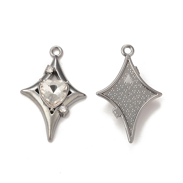 

PandaHall Alloy Glass Pendants, Star Charms, Gunmetal, Clear, 30.5x19.5x4.5mm, Hole: 1.8mm Alloy+Glass Star Clear