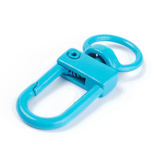 

PandaHall Zinc Alloy Baking Paint Swivel Snap Hooks Clasps, Light Blue, 33.5x13.5x5.5mm, Hole: 9mm Alloy