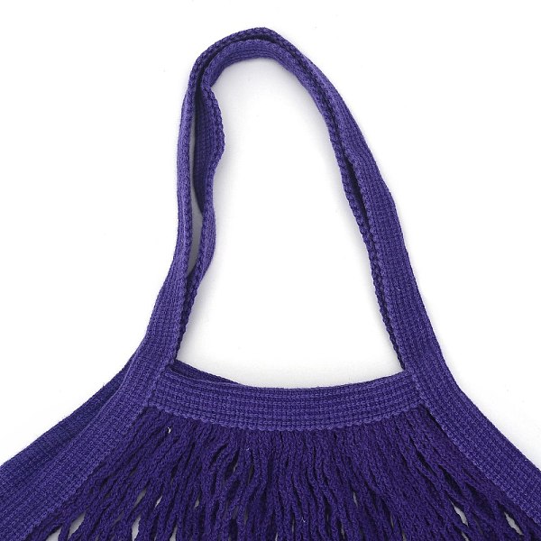 

PandaHall Portable Cotton Mesh Grocery Bags, Reusable Net Shopping Handbag, Purple, 48.05cm, Bag: 38x36x1cm. Cloth Purple