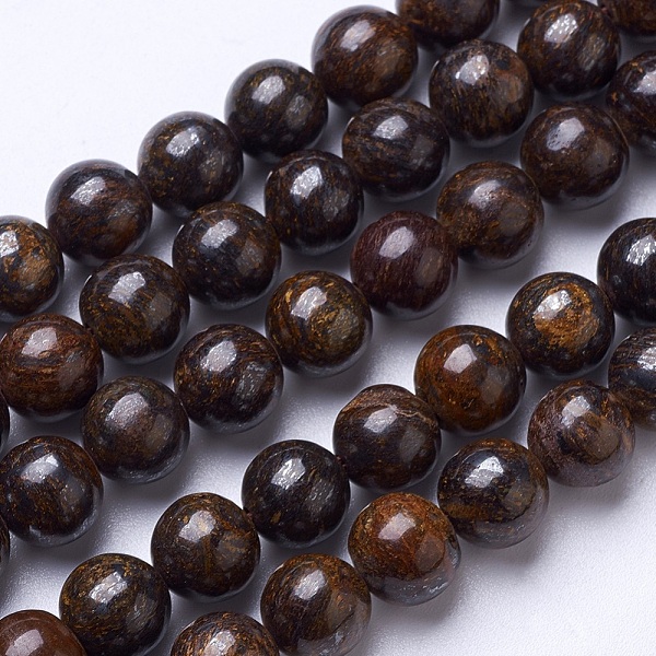 

PandaHall Natural Bronzite Beads Strands, Round, 8mm, Hole: 1mm, about 47pcs/strand, 15.6 inch Bronzite Round Brown