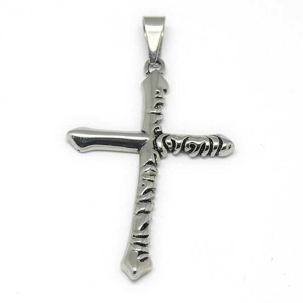

PandaHall Fashionable Retro 304 Stainless Steel Cross Pendants, Antique Silver, 53x34x3mm, Hole: 4x7mm 304 Stainless Steel Cross
