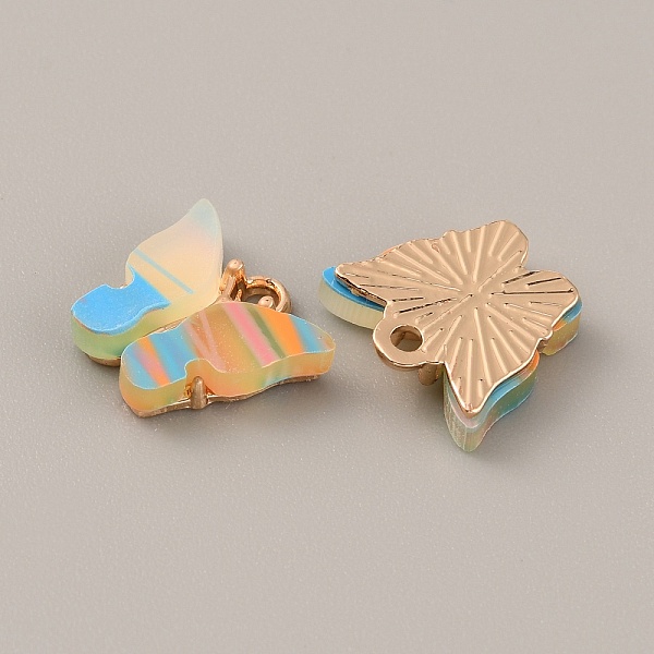 

PandaHall Acrylic Charms, with Light Gold Plated Alloy Finding, Butterfly, Dodger Blue, 11.5x13x3.5mm, Hole: 1.7mm Alloy+Acrylic Butterfly