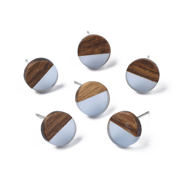 

PandaHall Transparent Resin & Walnut Wood Stud Earrings, with 316 Stainless Steel Pins, Flat Round, Light Steel Blue, 10mm, Pin: 0.7mm Wood...