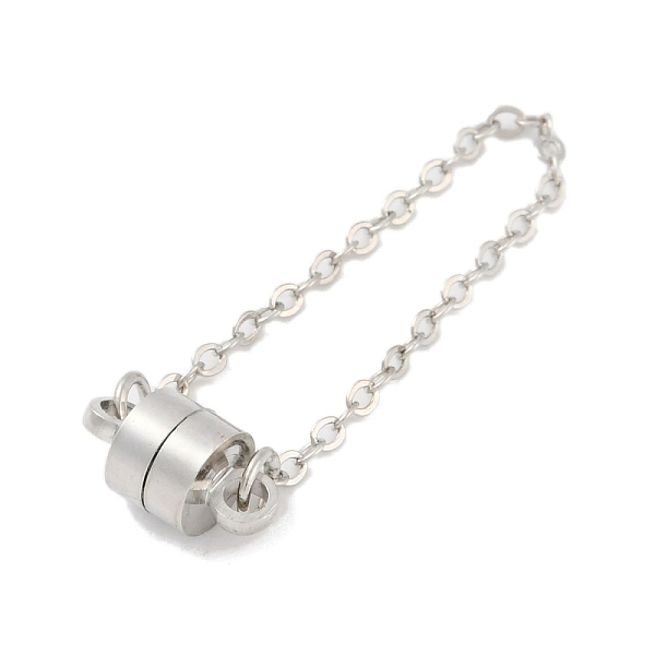 

PandaHall Rack Plating Brass Magnetic Clasps, with Chains, Long-Lasting Plated, Lead Free & Cadmium Free, Round, Platinum, 78mm Brass Round