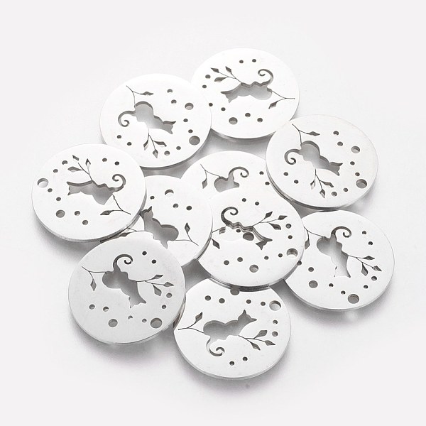

PandaHall 201 Stainless Steel Kitten Pendants, Flat Round with Cat & Branch, Stainless Steel Color, 20x1mm, Hole: 1.5mm 201 Stainless Steel...