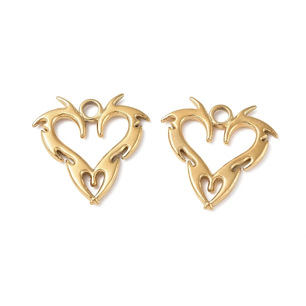 

PandaHall Ion Plating(IP) 304 Stainless Steel Pendants, Heart Charm, Real 18K Gold Plated, 20x20x2mm, Hole: 2.3mm 304 Stainless Steel Heart