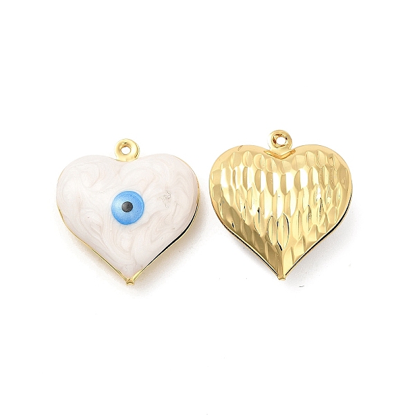 

PandaHall Brass Enamel Pendants, Real 18K Gold Plated, Long-Lasting Plated, Heart with Evil Eye Pattern, White, 24x22x8mm, Hole: 1.2mm...