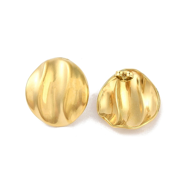 

PandaHall 304 Stainless Steel Stud Earrings for Women, Wave Flat Round, Real 18K Gold Plated, 25x23mm 304 Stainless Steel Round