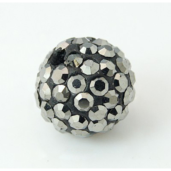 

PandaHall Pave Disco Ball Beads, Polymer Clay Rhinestone Beads, Grade A, Round, Jet Hematite, PP12(1.8~1.9mm), 8mm, Hole: 1mm Polymer..., Black