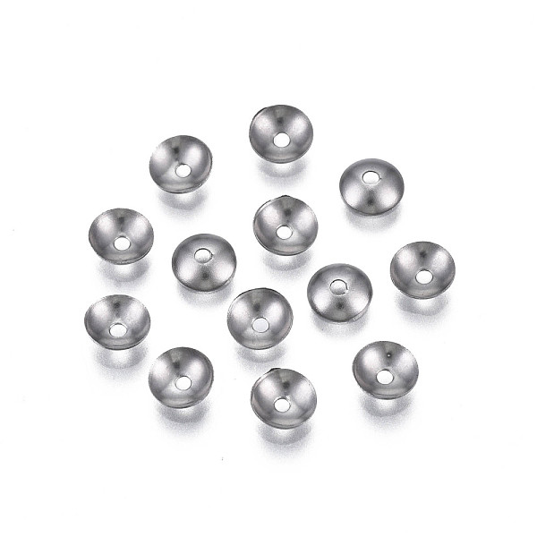 

PandaHall 304 Stainless Steel Bead Caps, Apetalous, Half Round, Stainless Steel Color, 5x1.5mm, Hole: 0.8mm 304 Stainless Steel