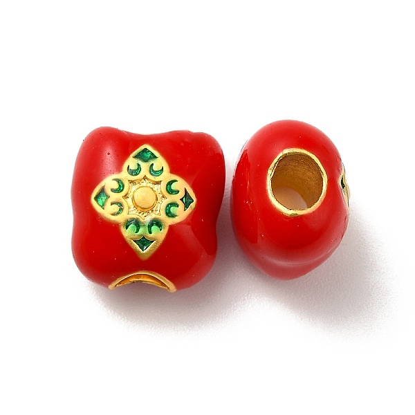 

PandaHall Rack Plating Alloy Enamel European Beads, Large Hole Beads, Cadmium Free & Lead Free, Matte Gold Color, Rectangle, FireBrick..., Red
