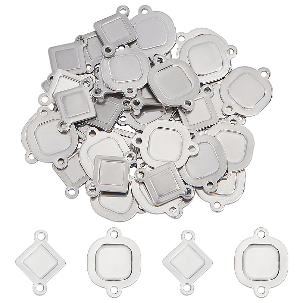 

PandaHall 20Pcs Unicraftale 304 Stainless Steel Links/Connectors, Square&Rhombus, Stainless Steel Color, 17.5x13x1.5mm, Hole: 1.5mm 304...
