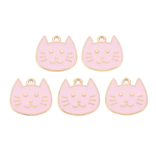

PandaHall Alloy Enamel Pendants, Cadmium Free & Lead Free, Light Gold, Cat, Pink, 16x17x1.5mm, Hole: 1.6mm Alloy+Enamel Cat Shape Pink