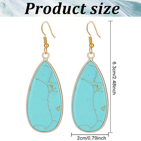 

PandaHall ANATTASOUL 2 Pairs 2 Style Synthetic Turquoise & Natural Howlite Teardrop Dangle Earrings, Light Gold Alloy Jewelry for Women...