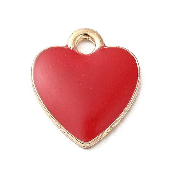 

PandaHall Alloy Enamel Charms, Light Gold, Heart Charm, Red, 12.5x11x1.6mm, Hole: 1.2mm Alloy+Enamel Heart Red