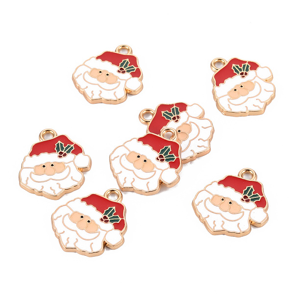 

PandaHall Eco-Friendly Alloy Enamel Pendants, Cadmium Free & Lead Free & Nickel Free, Christmas Santa Claus, Light Gold, White...