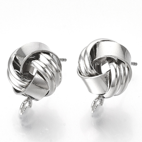 

PandaHall Iron Stud Earring Findings, with Loop, Raw(Unplated) Pin, Love Knot Earrings, Cadmium Free & Nickel Free & Lead Free, Platinum...