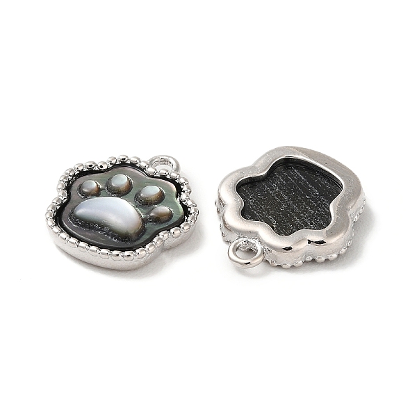 Natural Black Lip Shell Paw print Charms