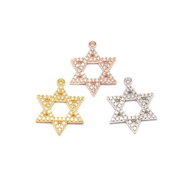 

PandaHall Star of David Brass Micro Pave Cubic Zirconia Pendants, for Jewish, Cadmium Free & Lead Free, Mixed Color, 20x16x2mm, Hole: 1mm...