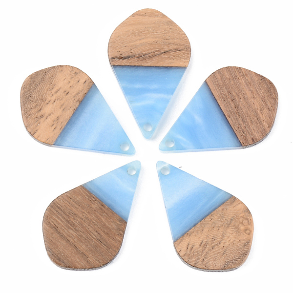 

PandaHall Opaque Resin & Walnut Wood Pendants, Teardrop, Cornflower Blue, 28x17.5x3mm, Hole: 1.8mm Resin+Wood Teardrop Blue