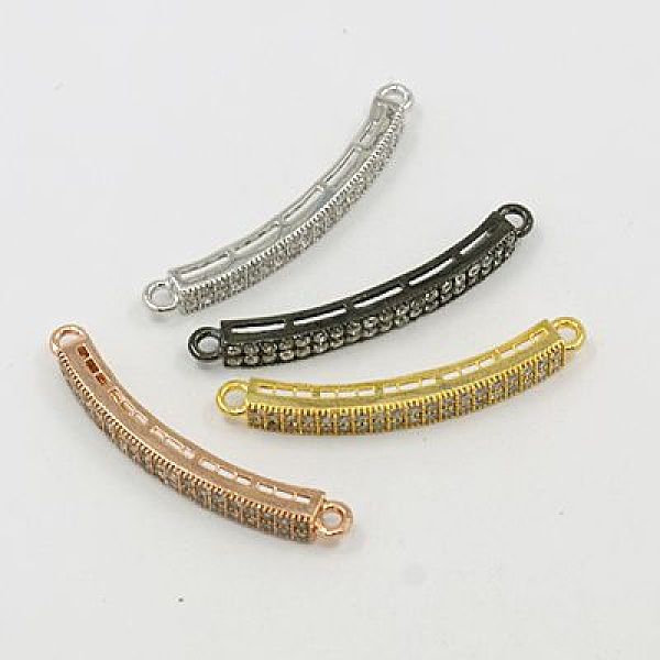 

PandaHall Brass Cubic Zirconia Links, Rectangle, Mixed Color, 35x4x4mm, Hole: 1mm Brass+Cubic Zirconia Rectangle