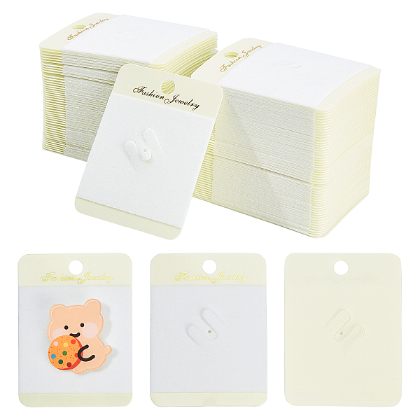 

PandaHall Velvet and Plastic Brooch Display Cards, Rectangle, Light Yellow, 7.4x5.6x0.1cm Plastic Rectangle