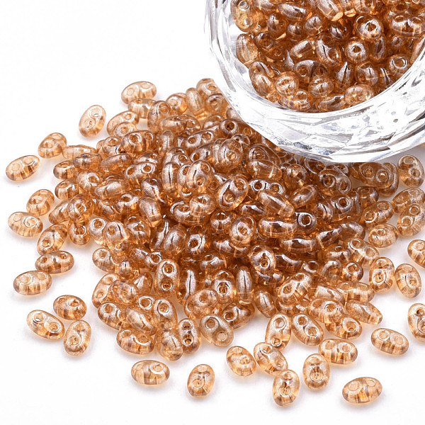 

PandaHall Transparent Czech Glass Seed Beads, Colours Luster, 2-Hole, Oval, Peru, 5x3.5x2.5mm, Hole: 0.9mm, about 500g/bag Czech Glass Oval..., Brown