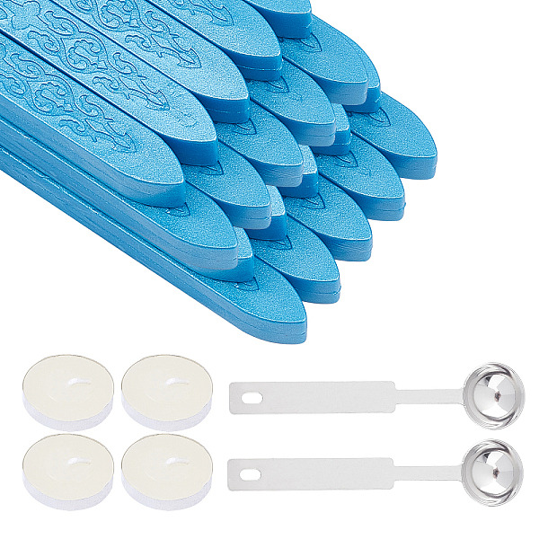 

PandaHall CRASPIRE DIY Wax Seal Stamp Kits, Sealing Wax Sticks, without Wicks, with Stainless Steel Spoon, Candle, Deep Sky Blue, 90x11x11mm...