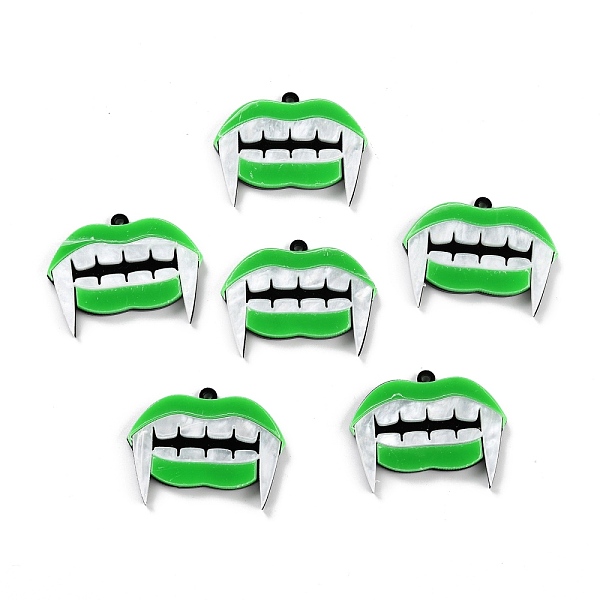

PandaHall Western Style Fluorescent Acrylic Pendants, Fangs Shape, Lime Green, 30x37x4mm, Hole: 2mm Acrylic Other Animal