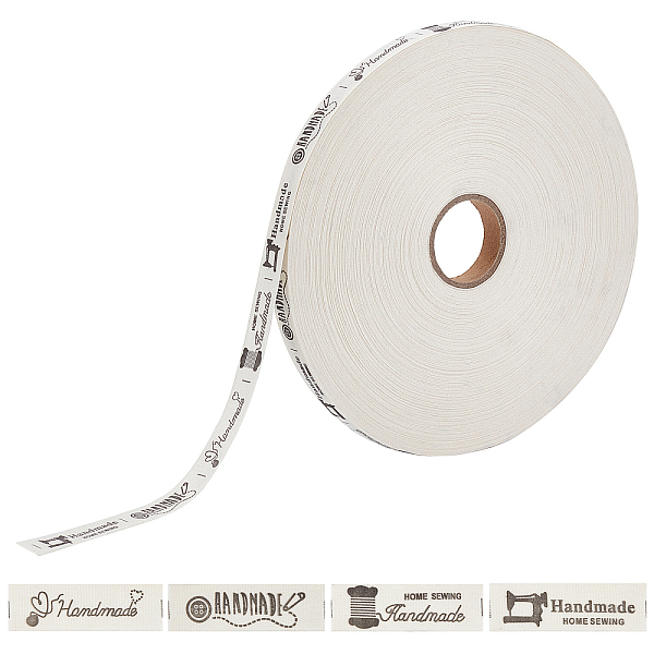 PandaHall FINGERINSPIRE 109 Yards/Roll Cotton Handmade Ribbon Cloth Sewing Tags 15mm Handmade Sewing Labels Cotton Un-cut Sew On Labels