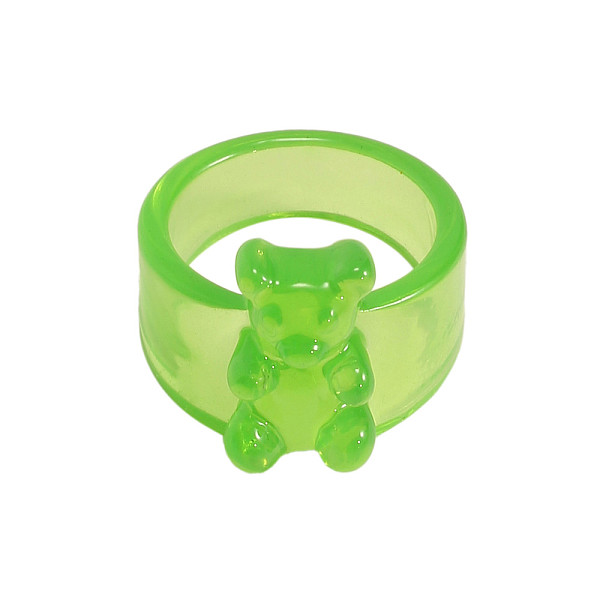 

PandaHall Resin Plain Band Rings, Lime Green, Inner Diameter: 17mm Resin Bear