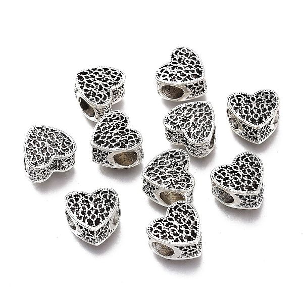 

PandaHall Tibetan Style Alloy European Beads, Large Hole Beads, Heart, Antique Silver, 10x11x7mm, Hole: 4mm Alloy Heart