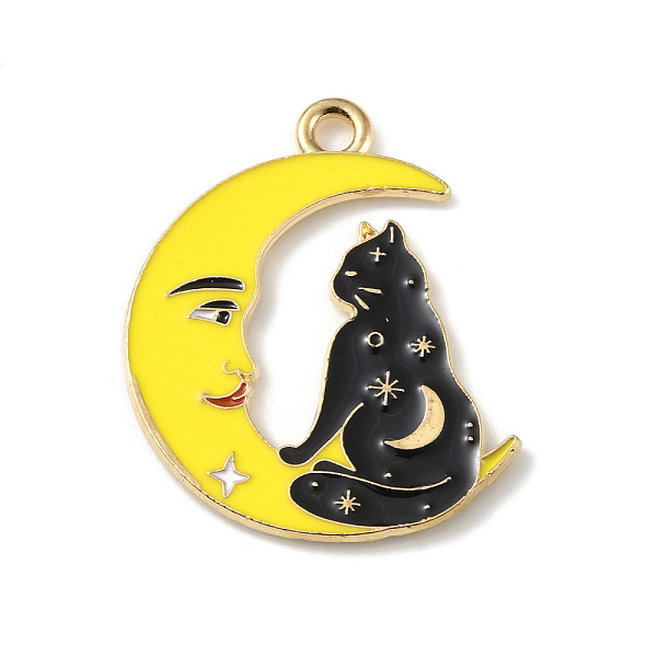 

PandaHall Alloy Enamel Pendants, Light Gold, Cat Charm, Moon, 26x21x1mm, Hole: 2mm Alloy+Enamel Moon