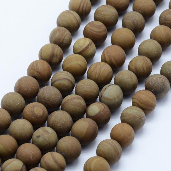 

PandaHall Natural Wood Lace Stone Beads Strands, Frosted, Round, 10~10.5mm, Hole: 1mm, about 38pcs/strand, 15.7 inch(40cm) Wood Lace Stone..., Orange