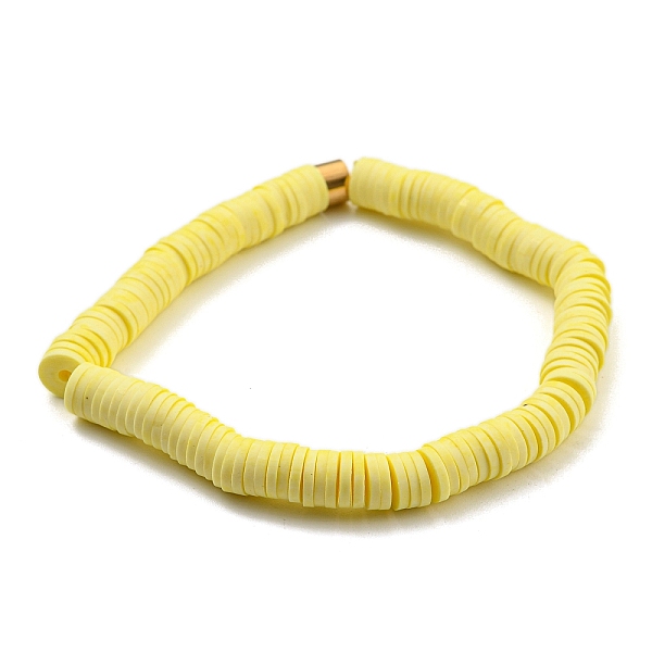

PandaHall Polymer Clay Heishi Surfer Stretch Bracelet with 304 Stainless Steel Beaded, Preppy Bracelet, Champagne Yellow, Inner Diameter: 2...