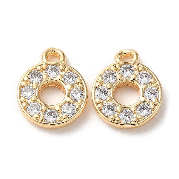 

PandaHall Brass Micro Pave Cubic Zirconia Charms, Flat Round, Real 18K Gold Plated, 10x8x2mm, Hole: 1.2mm Brass+Cubic Zirconia Flat Round..., Clear
