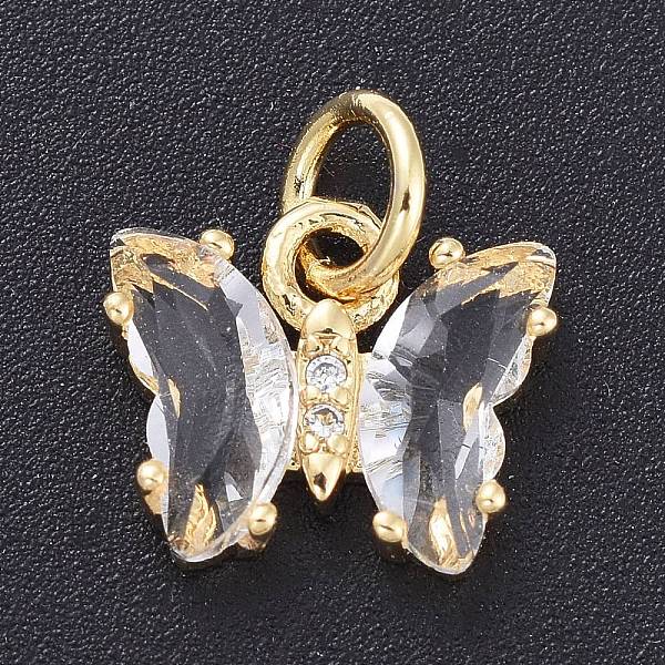 

PandaHall Brass Micro Pave Clear Cubic Zirconia Pendant, with Glass, Butterfly, Golden, Clear, 12.5mm Brass+Glass Butterfly Clear