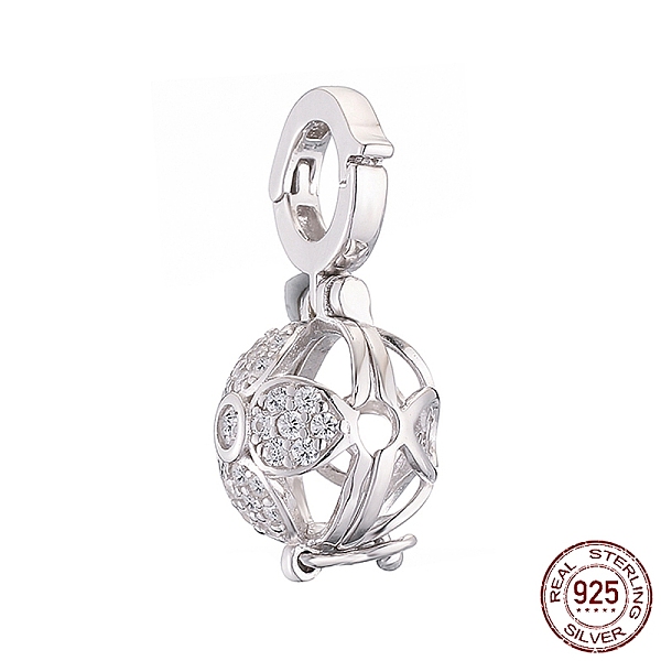 

PandaHall Rhodium Plated 925 Sterling Silver Micro Pave Cubic Zirconia Bead Cage Pendants, Flower, Real Platinum Plated, 21.5x9.5x10mm, Hole..., Clear